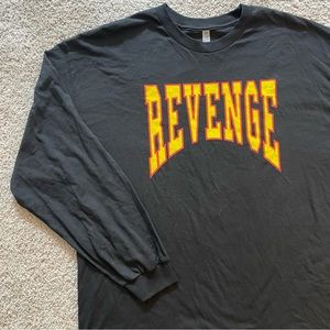 Drake Black Long Sleeve Tee with Yellow and Red Print